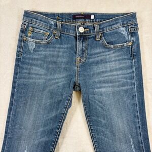 Vigoss New York Straight Leg Jeans Medium Wash Distressed Size 7 Women's Western